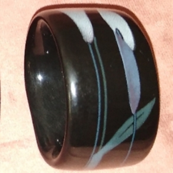 Vintage 80s 90s Goth Mikasa Opus Black Calla Lily Floral Napkin Rings Whimsygoth - Picture 3 of 10